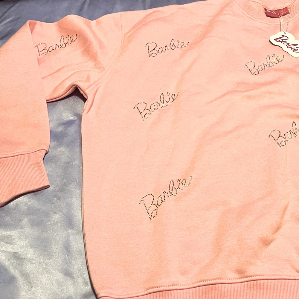 Barbie Studded Soft Baby Pink Sweatshirt Size Small